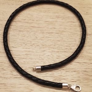 15.25" Black braided double wrap leather bracelet
